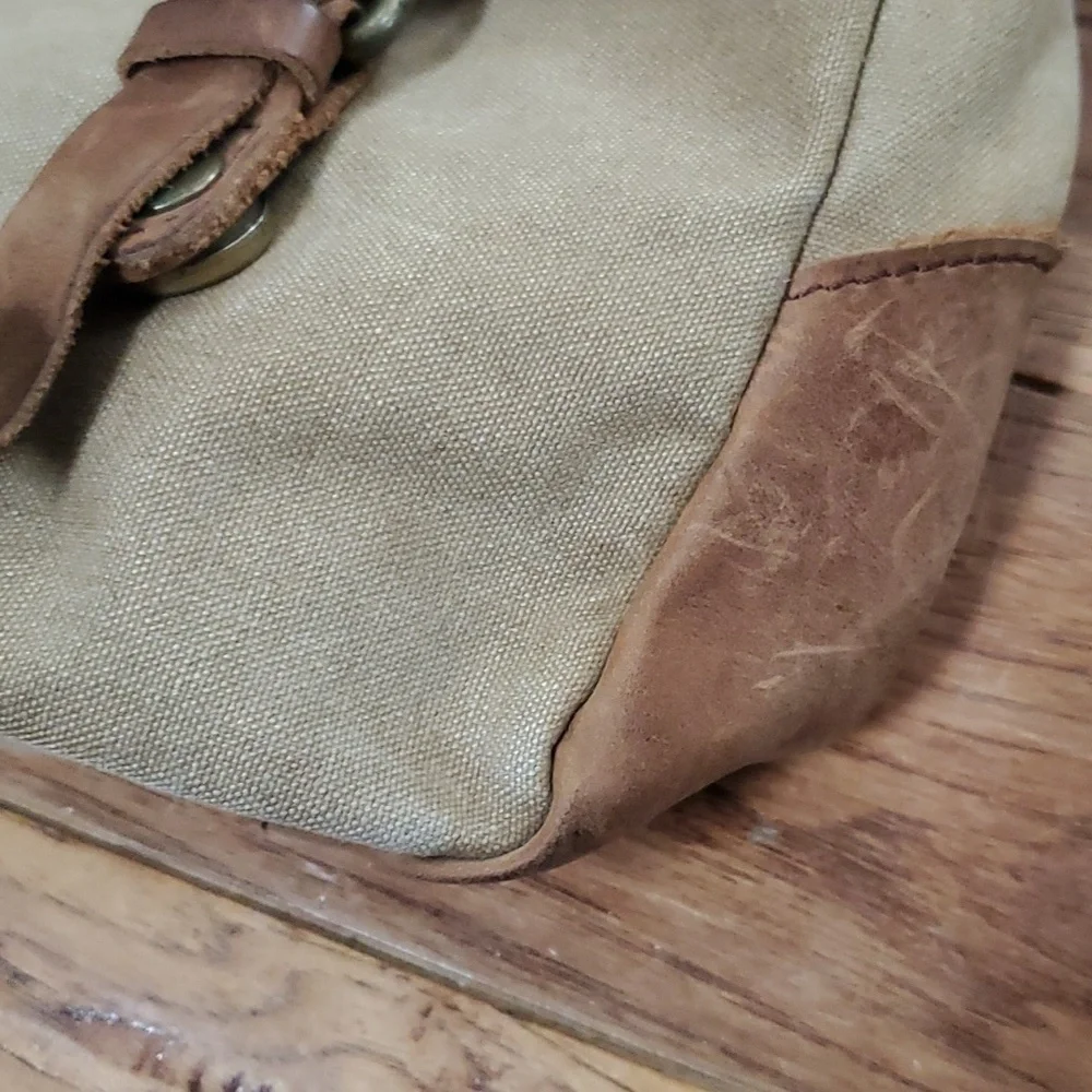 Tiding leather and canvas messenger laptop bag